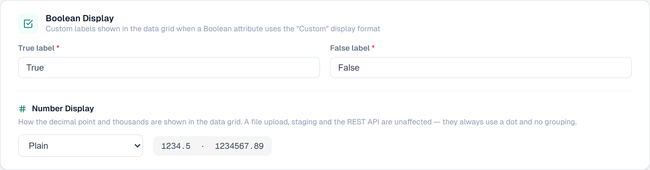 The Number Display setting in General Settings